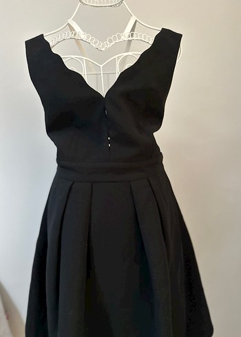 Mango - Kadın Siyah V Yakalı Pilili Midi Elbise - Görsel 2