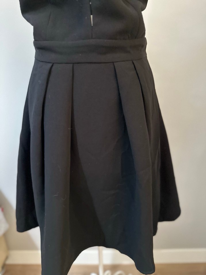 Mango - Kadın Siyah V Yakalı Pilili Midi Elbise - Görsel 3