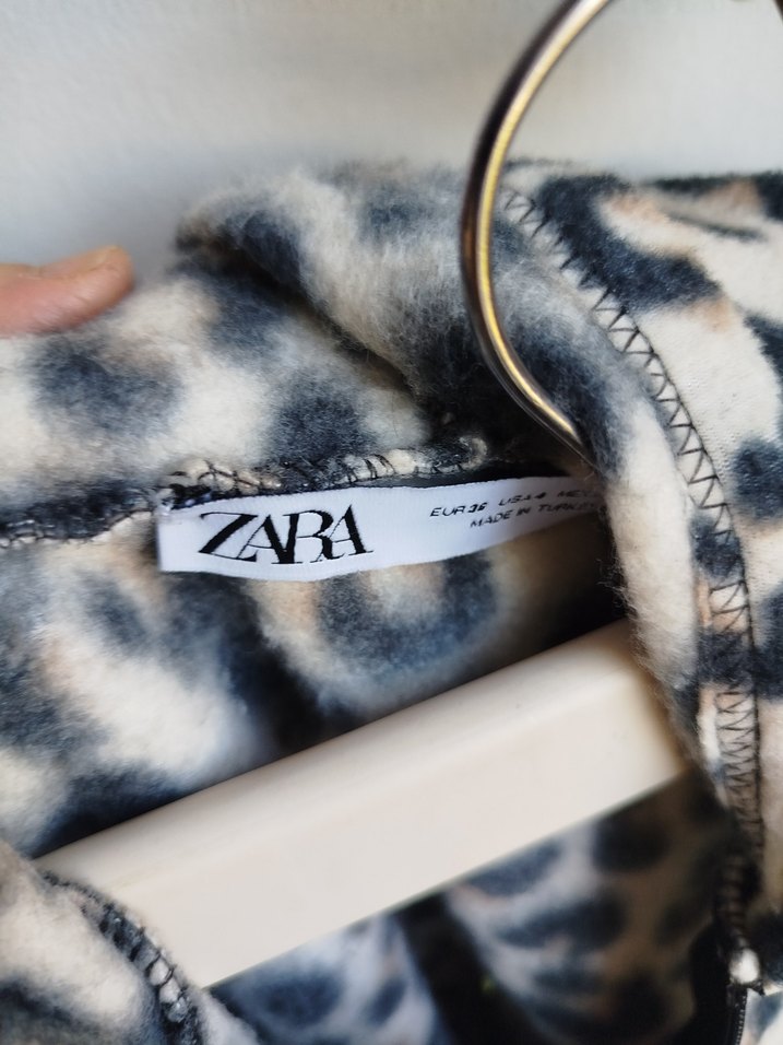 Leopar Desenli Gri Kapüşonlu Hamile Ceketi - Görsel 2