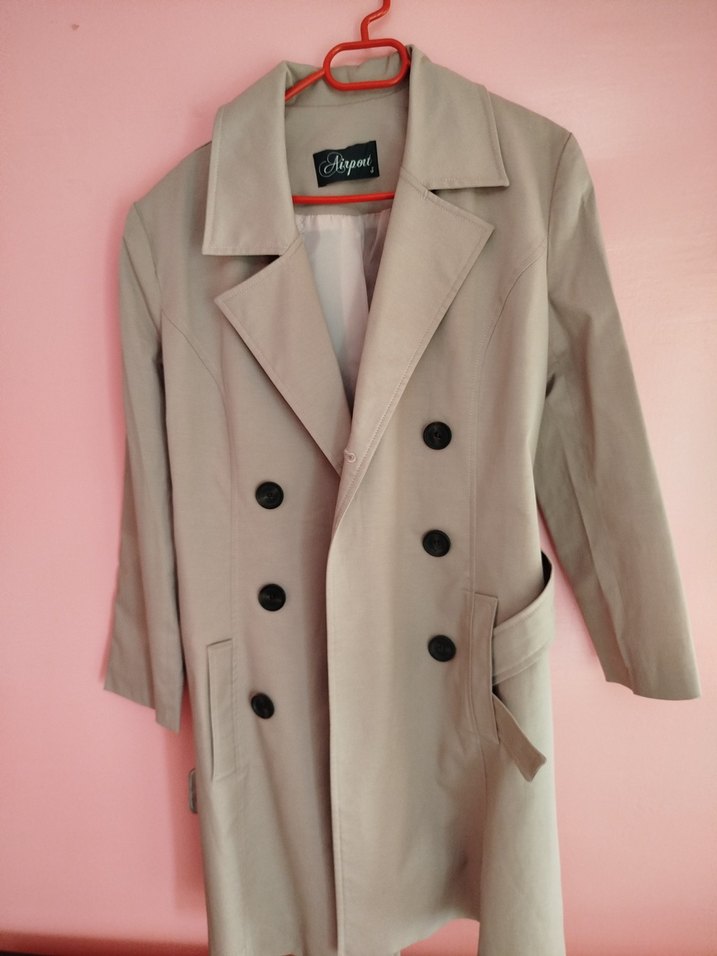 Bej pudra rengi Trençkot - Görsel 3