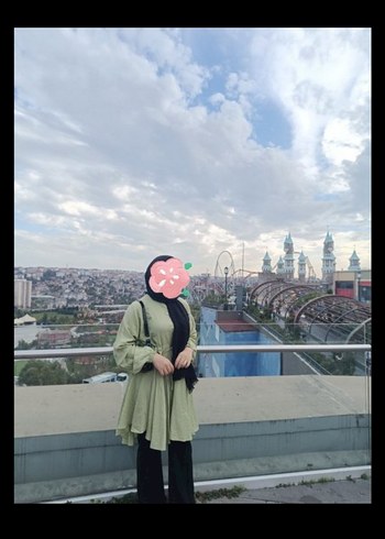 yesil Renkli Uzun Etnik Desenli Kadın Tunik