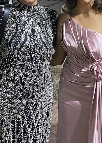 Tesettür Abiye Uzun Kollu Taşlı Desenli Elbise 46 martha butik - Görsel 4