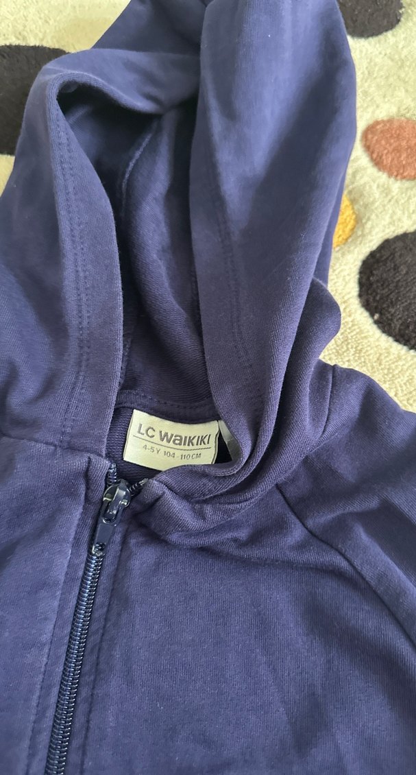 Kız Çocuk Mavi Kapüşonlu Fermuarlı Sweatshirt - Görsel 2