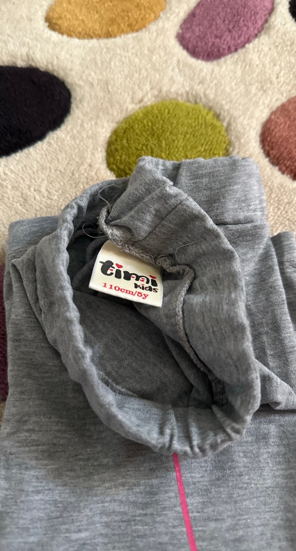 Gri Kız Çocuk Triko Rahat Tayt - Görsel 4