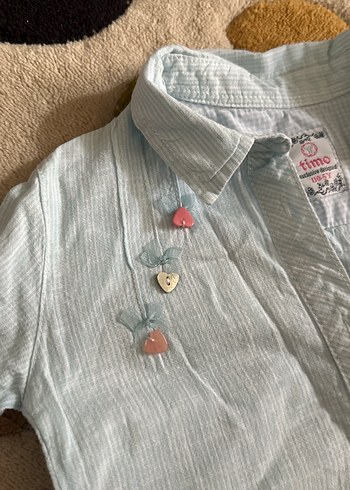 Nakışlı Gri Kız Çocuk Uzun Kollu Gömlek - Görsel 2