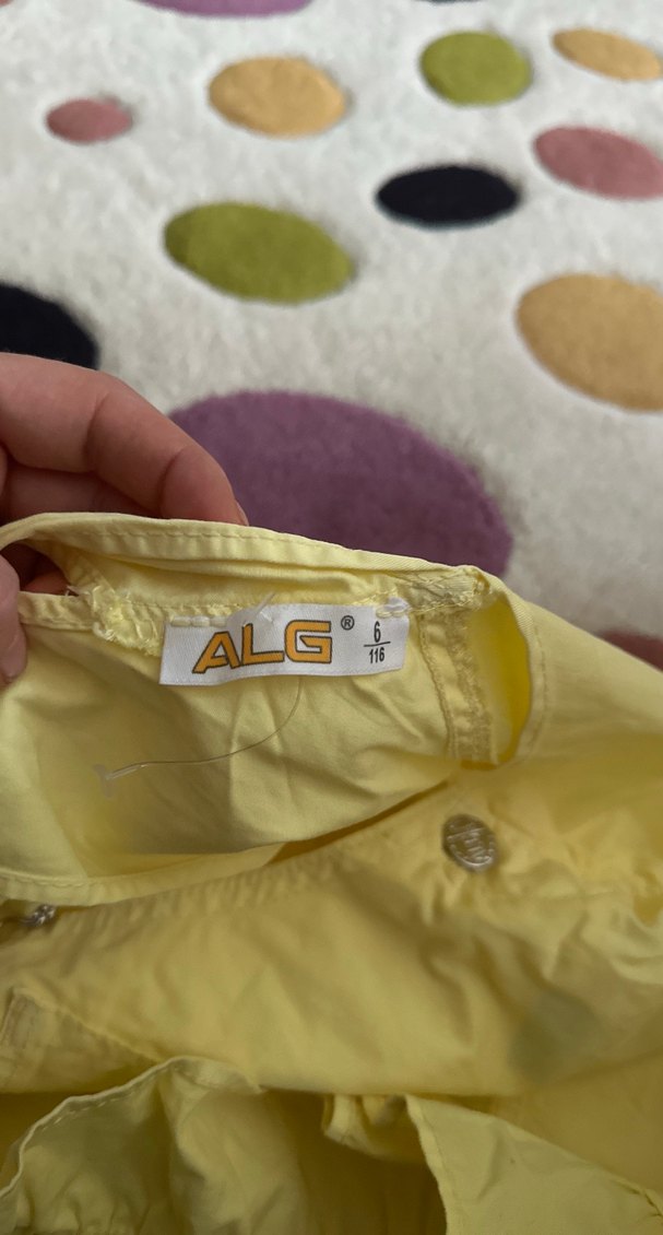 Sarı Kız Çocuk Düğmeli Askılı Elbise - Görsel 4