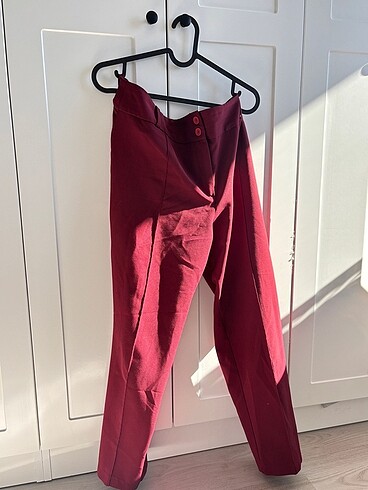 Bordo nervürlü pantolon