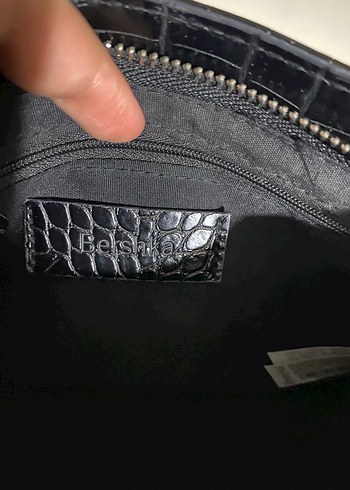 Siyah Yılan Derisi Desenli Fermuarlı Kadın Çanta - Görsel 4