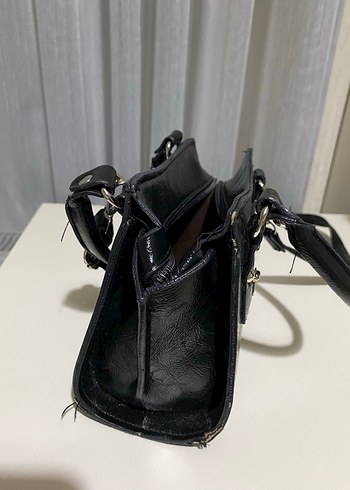 Siyah Deri Tokalı Rock Punk Kadın Çanta - Görsel 2
