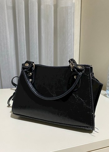 Siyah Deri Tokalı Rock Punk Kadın Çanta - Görsel 3