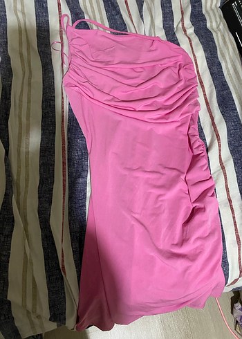 Pembe Straplez Mini Elbise - Görsel 2