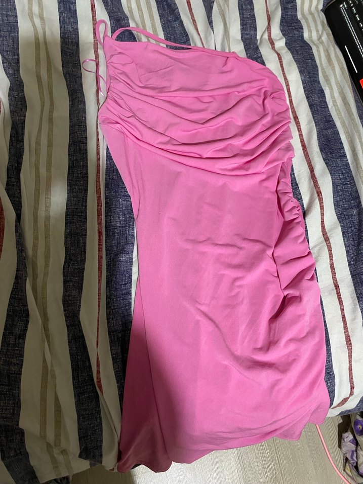 Pembe Straplez Mini Elbise - Görsel 2