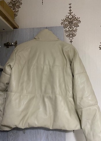 Bej Deri Midi Kadın Ceket - Görsel 2