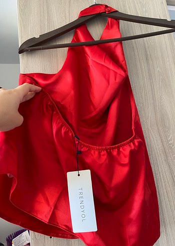 Kırmızı saten bluz - Görsel 2