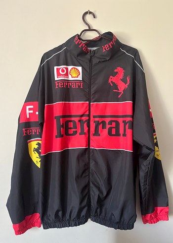tek beden Beden Ferrari Baskılı Kırmızı Siyah Erkek Rüzgarlık