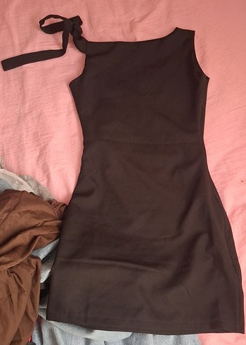 xs Beden Siyah Straplez Askılı Mini Elbise