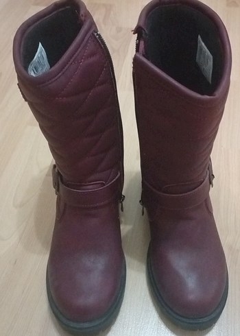 Bordo Deri Kız Biker Bot