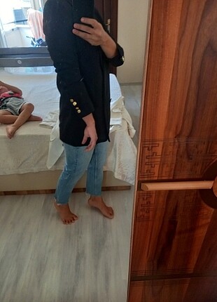 s Beden Kol detayli uzun blazer