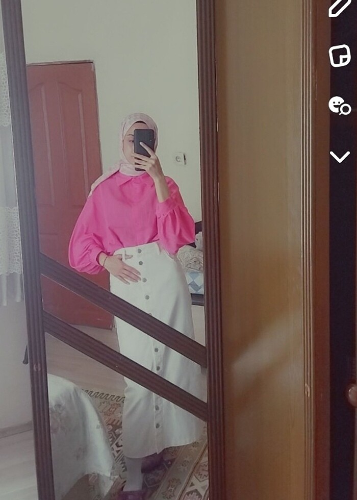 Ekru kot etek - Görsel 2