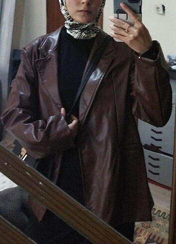 Kahverengi deri ceket - Görsel 5