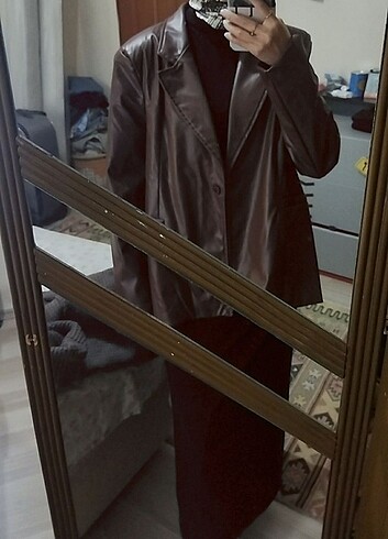 Kahverengi deri ceket - Görsel 6