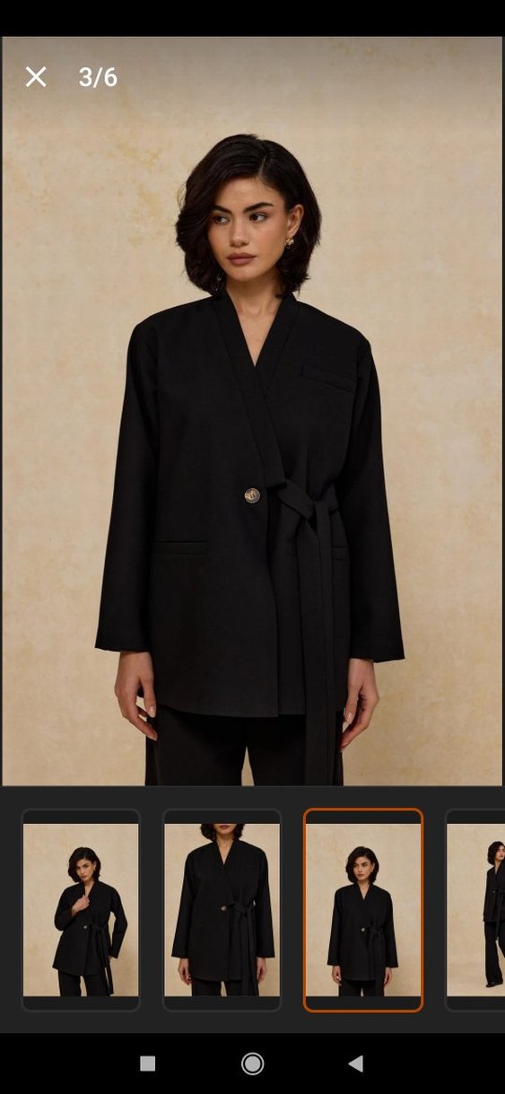 Siyah Kuşaklı Kadın Blazer Ceket - Görsel 4