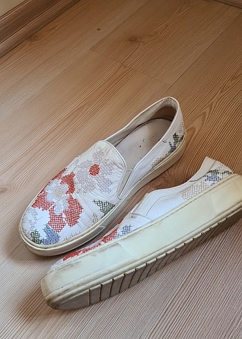 Nakışlı Beyaz Kadın Espadril Ayakkabı - Görsel 2