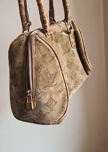 Louis Vuitton Bej Süet Yılan Desenli Kadın Çanta