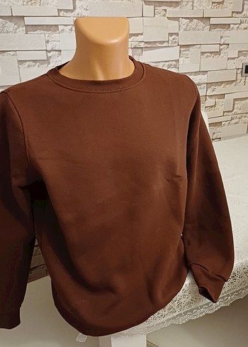 Nike Kahverengi erkek Sweatshirt, Yuvarlak Yaka, Rahat Kesim
