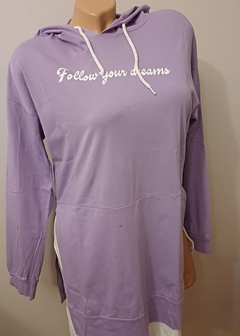 Mor Baskılı Kadın Salaş Sweatshirt