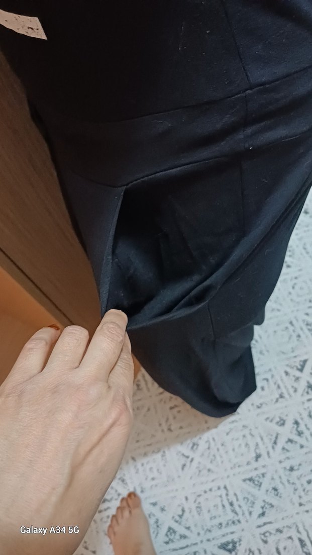 Siyah Baskılı Hamile Tulum, Kemerli, Kolsuz - Görsel 4