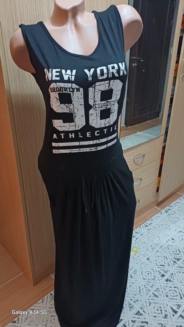 Siyah Baskılı Hamile Tulum, Kemerli, Kolsuz - Görsel 2