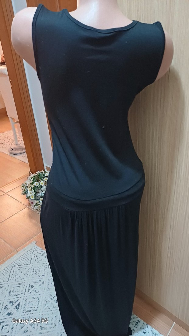 Siyah Baskılı Hamile Tulum, Kemerli, Kolsuz - Görsel 3