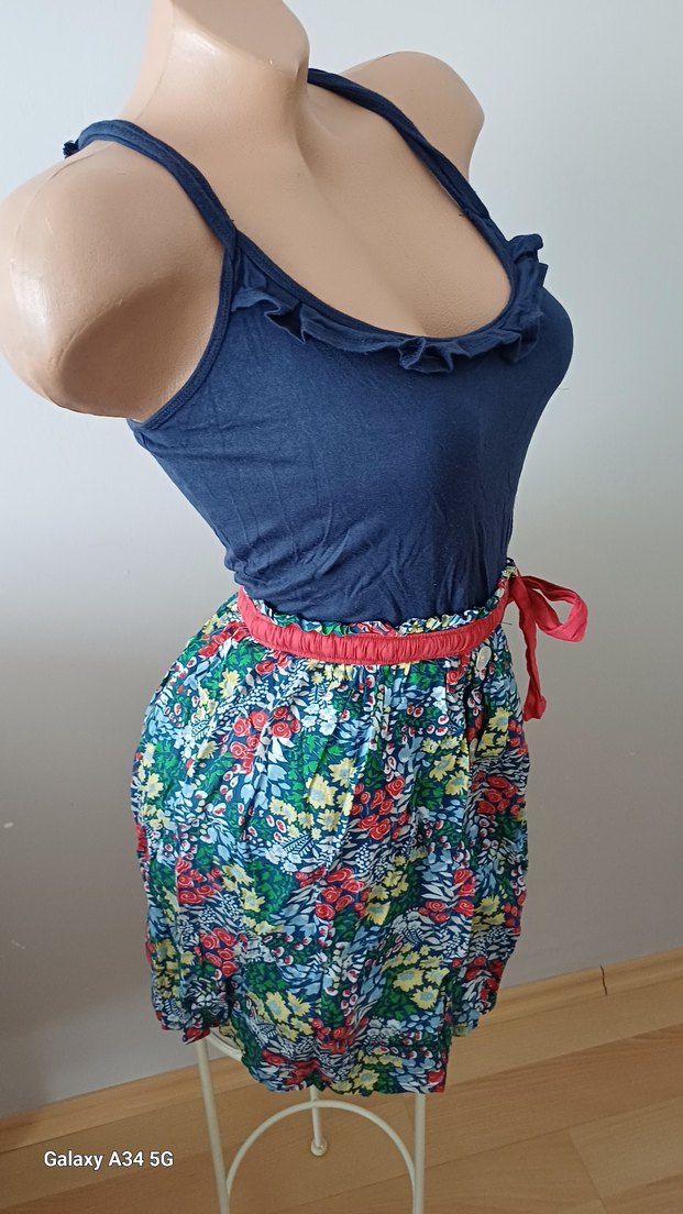 Çiçekli Renkli Mini Hamile Eteği - Görsel 3