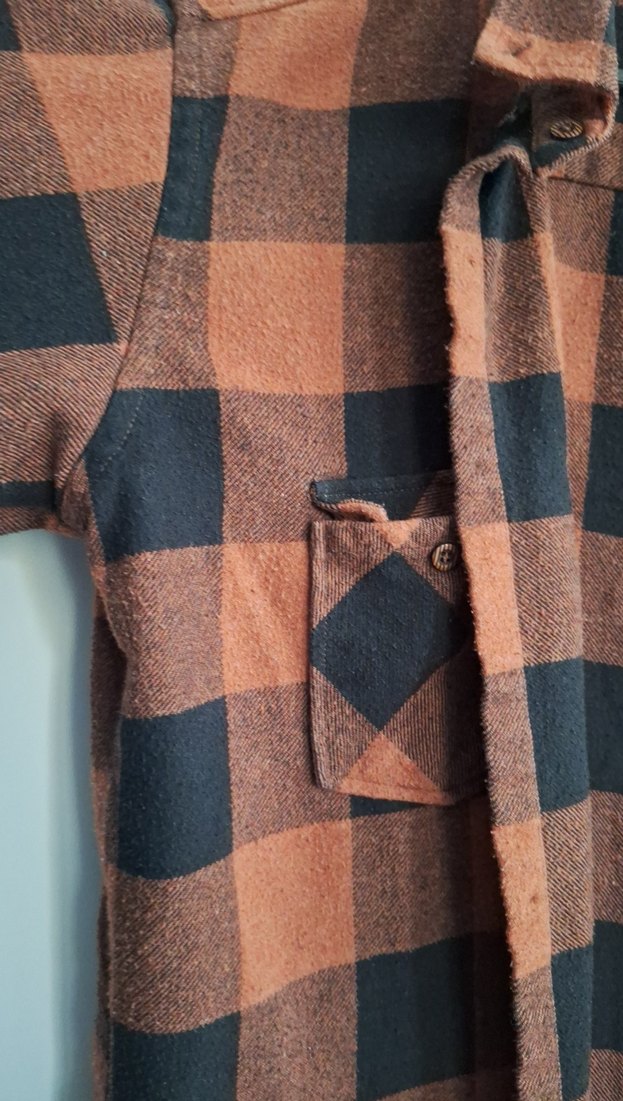 Düğmeli, Bol Kesim Kahverengi Oduncu Gömlek - Görsel 2