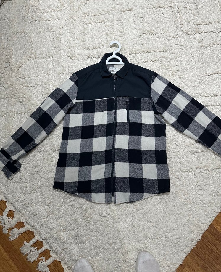 Manche Kareli Fermuarlı Erkek Gömlek - Görsel 4