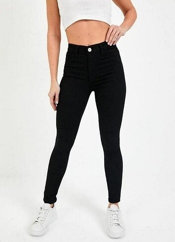 Siyah Solmayan Toparlayıcı Skinny Jean - Beli büzgülü jean mavi