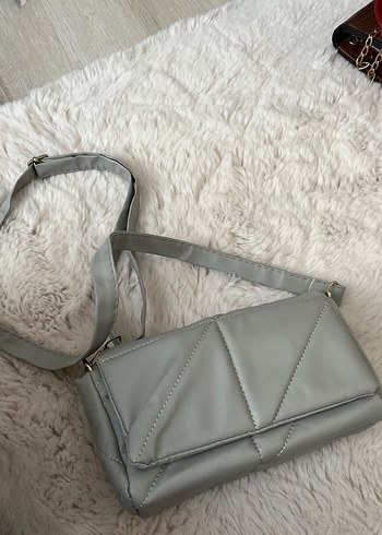 Zara Gri Deri Kadın Çanta Fermuarlı