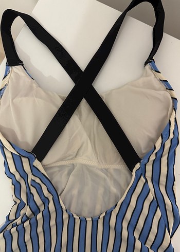 Çizgili  Mavi Kadın mayo - Görsel 2