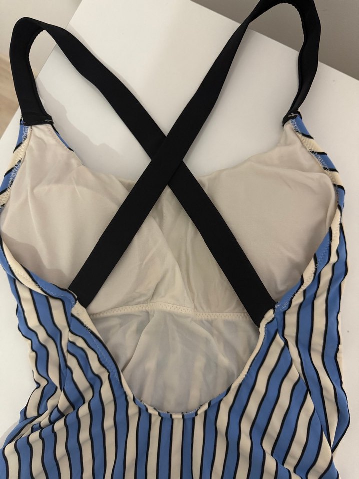 Çizgili  Mavi Kadın mayo - Görsel 2