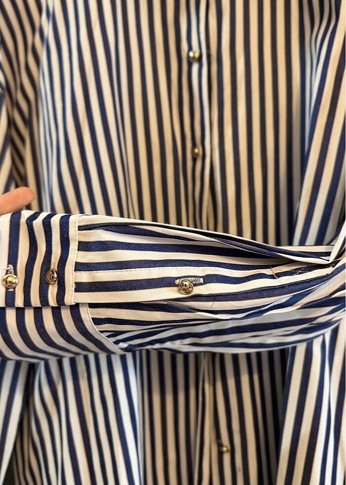 Zara laci parıltılı çizgili gömlek - Görsel 4