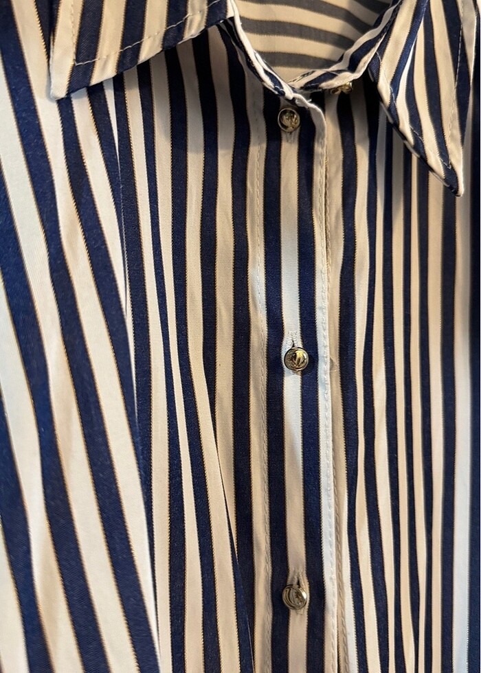 Zara laci parıltılı çizgili gömlek - Görsel 3