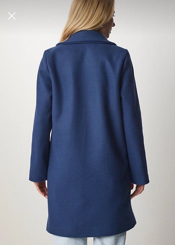 Düğmeli Lacivert Kadın Kaban - Görsel 4