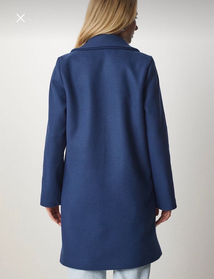 Düğmeli Lacivert Kadın Kaban - Görsel 4