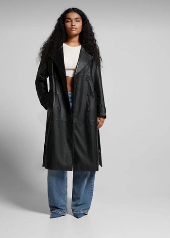 Bershka deri trençkot - Görsel 2