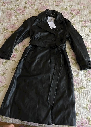 Bershka deri trençkot - Görsel 5