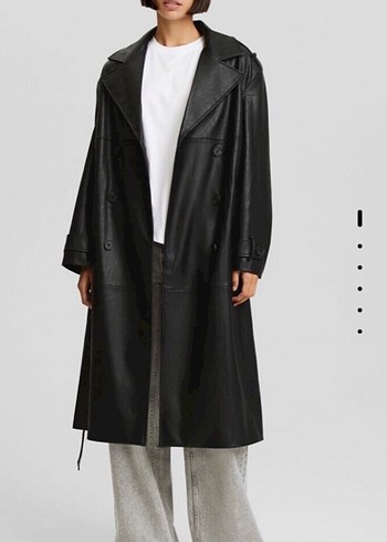 Bershka deri trençkot - Görsel 4