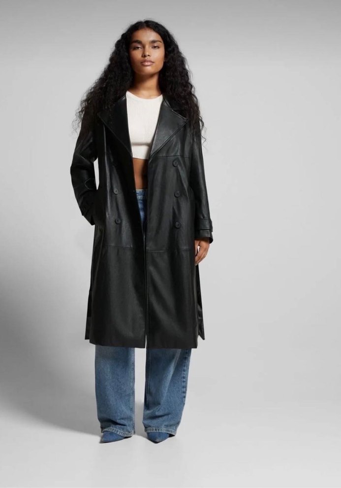 Bershka deri trençkot - Görsel 2