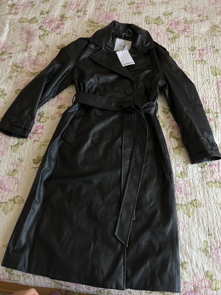 Bershka deri trençkot - Görsel 5