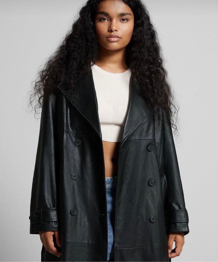 Bershka deri trençkot - Görsel 3
